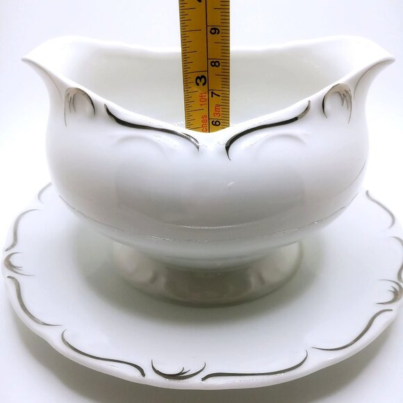 Simplicity Gravy Boat Attached Underplate White Fine China Serving Dish 7.5" - Picture 11 of 12